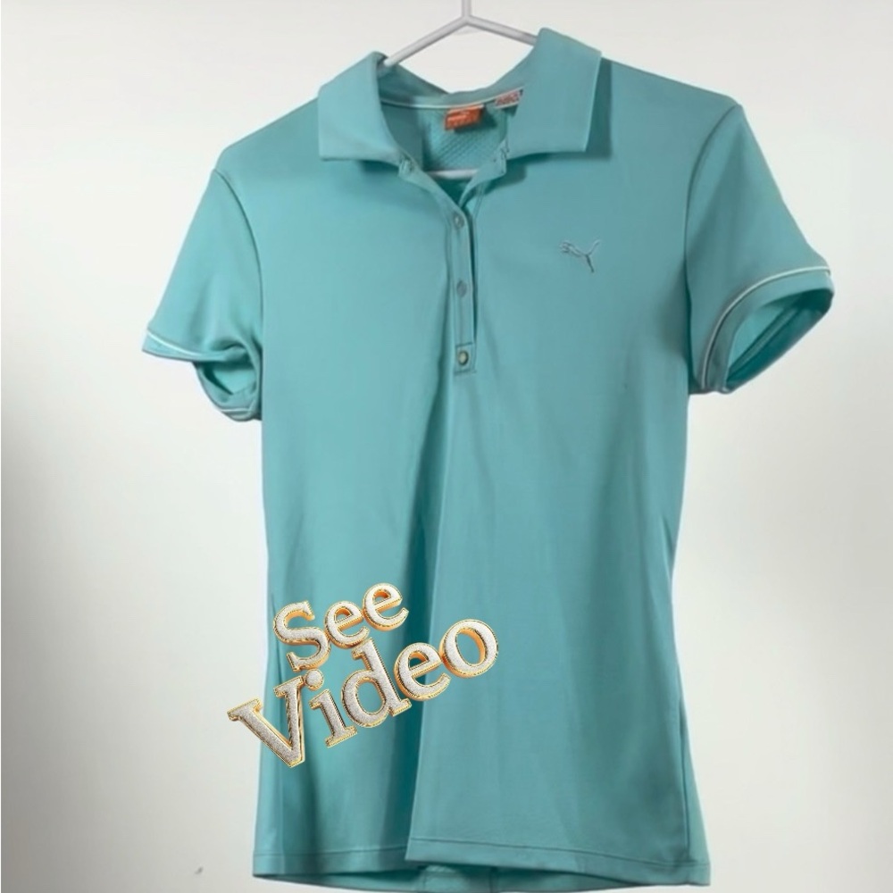 👛 2/$25 PUMA Stretchy Polo/Golf Shirt, Aqua Green